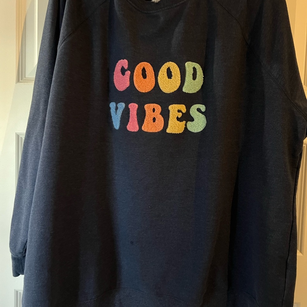 Wildfox Navy 'Good Vibes' Crewneck Sweater